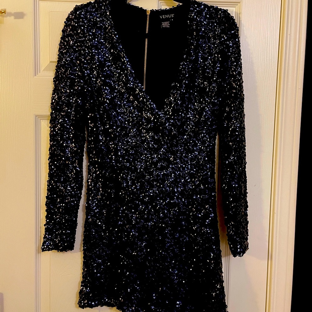 Sequin Sexy Party Dress with Long Sleeves; Perfect NYE sparkle dress